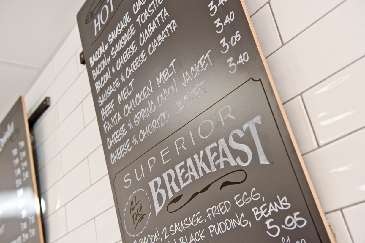 Superior espresso bar menu board