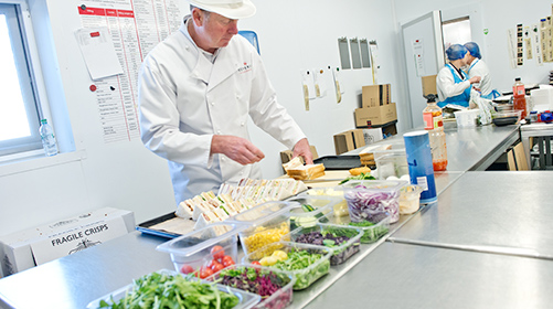 Crew food sandwich preparation