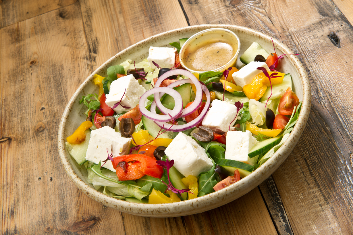 Bowl of fresh salad prepared for indoor bbq