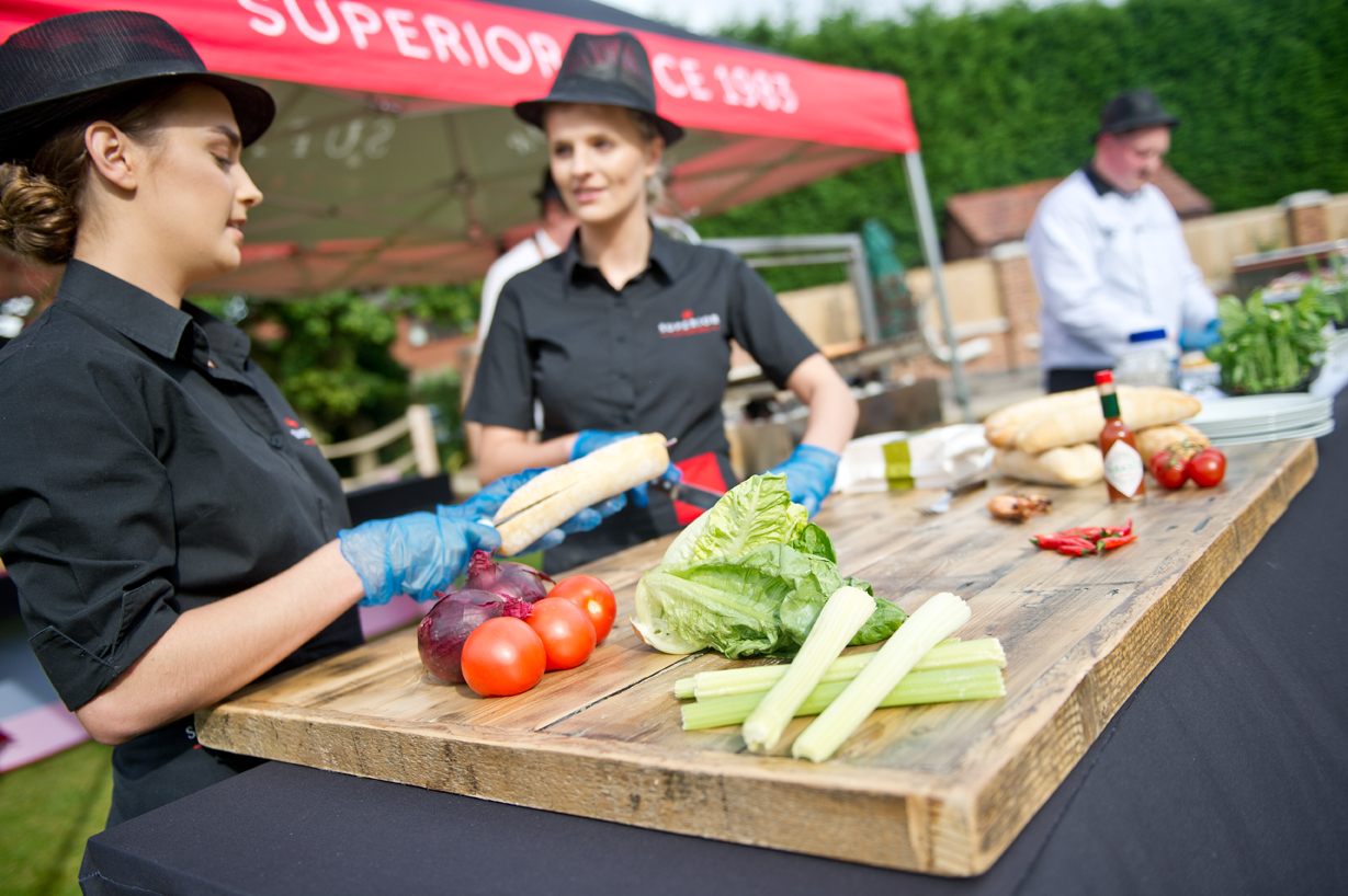 Outdoor bbq catering staff