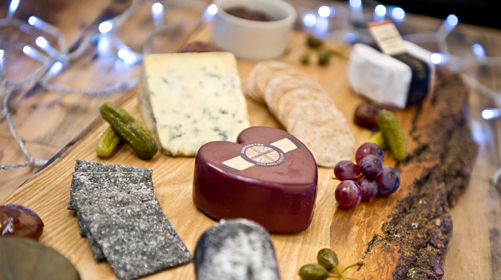 Selection of Christmas catering cheeses