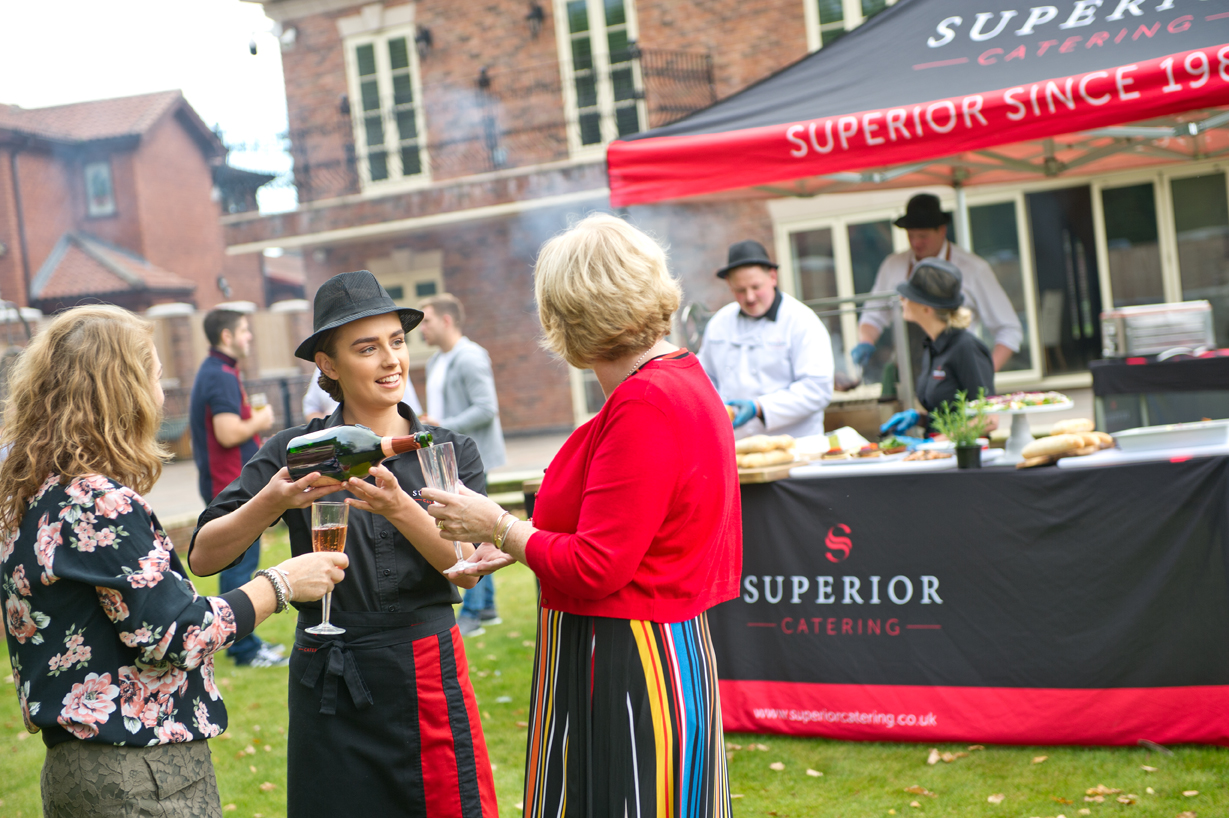 Refreshments being served outdoors at a wedding reception